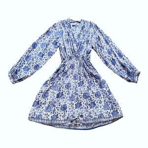 Natalie Martin Silk Nico Wrap Dress Long Sleeve Floral Print Small